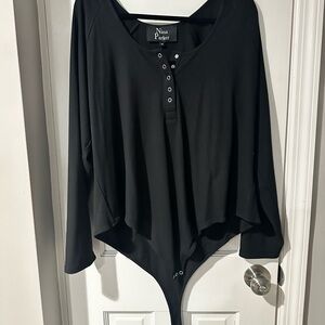 Nina Parker Black Button-Up Bodysuit